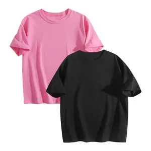 Holafish 2-Pcs Girls' Basic T-Shirts Set, Cotton Unisex Short-Sleeve Tops, Breathable Soft Casual Essential Wardrobe Value Pack for Teenagers, Breathable Shirt