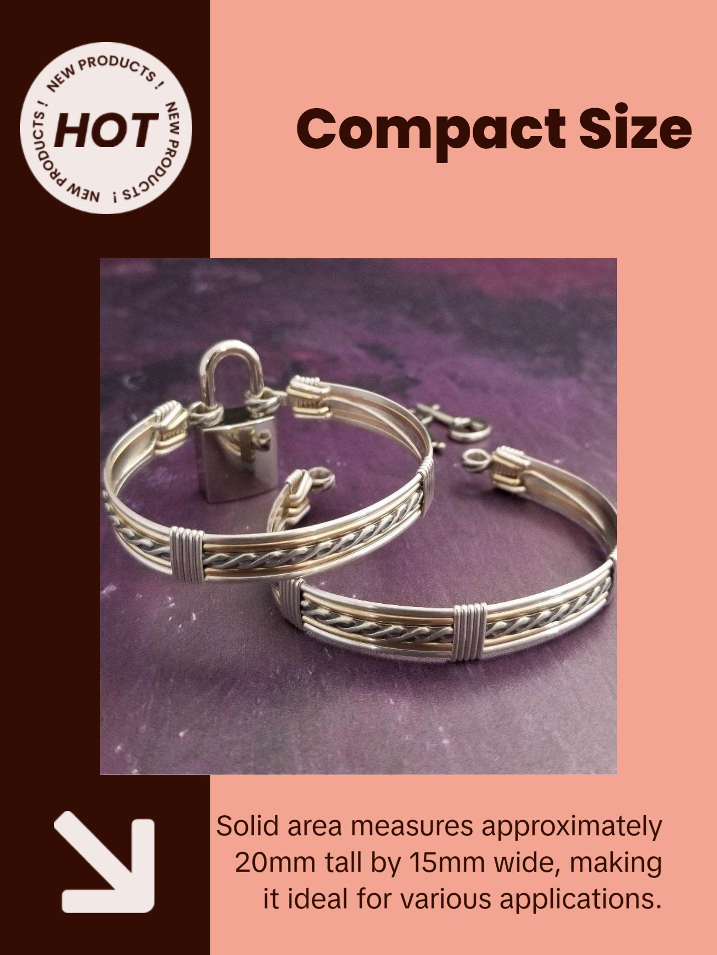 Rectangle Lock, 15mm Solid Area, 2 Keys, Gold/Silver Tone, Padlock and Keys