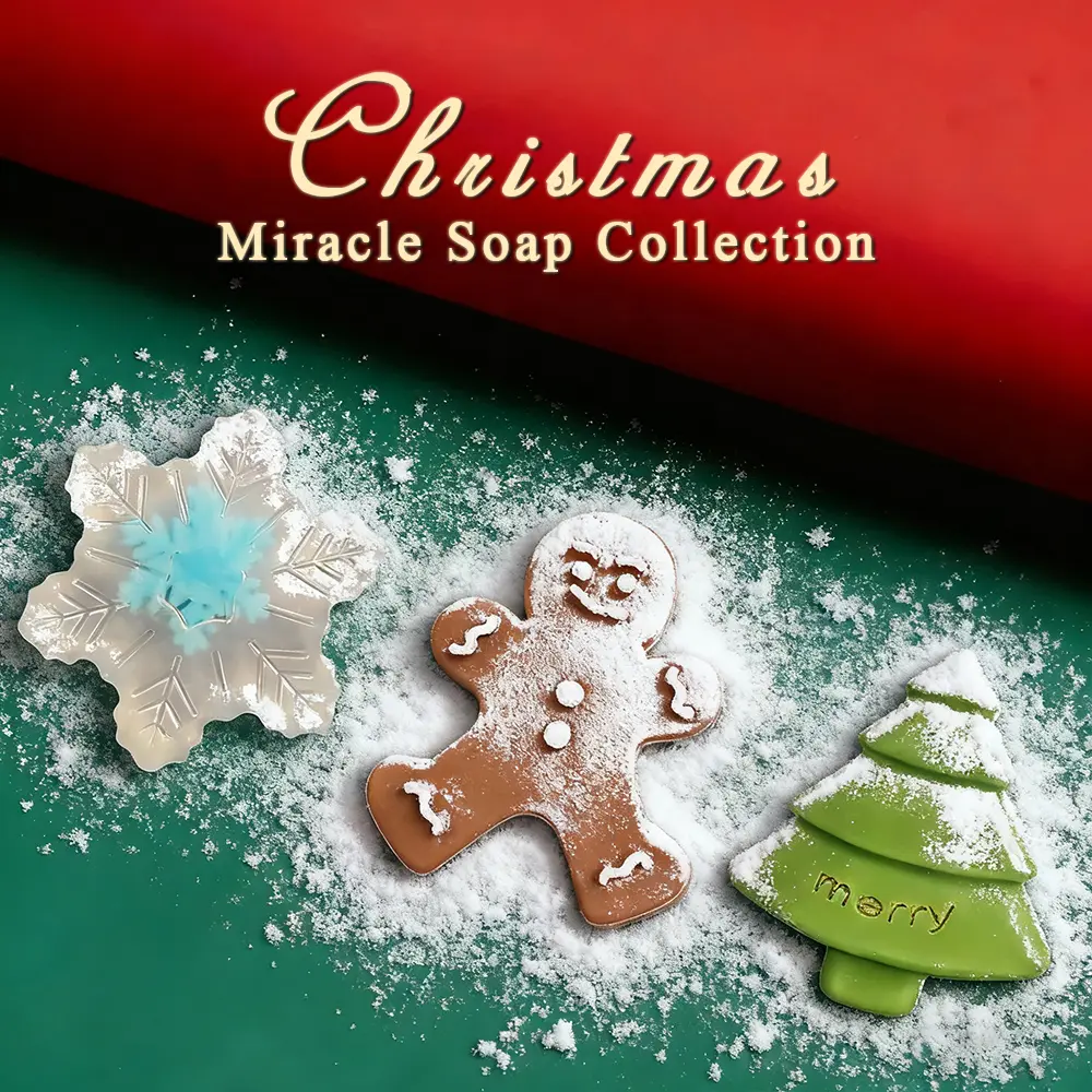 Christmas Limited Edition Handmade Soap – Snowflake, Tree & Gingerbread Bars Made with Laurel Oil, Vitamin E, Natural Botanicals for Soft, Moisturized, Fresh & Glowing Skin. Perfect Holiday Gift for Family, Friends & Winter Self-Care.