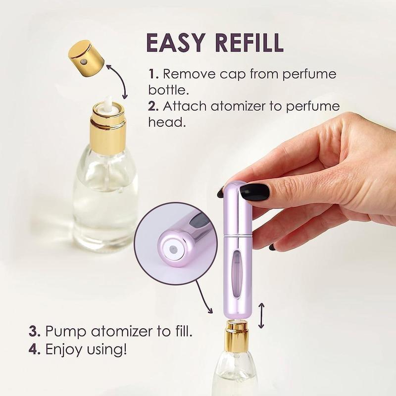 4PCS 5ML Refillable Perfume Atomizer Travel, Portable Mini Pocket Perfume Atomizer for Travel Accessories Tin Canister Organizer Bottle