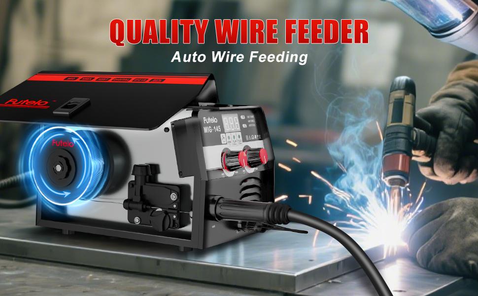 Futelo MIG-145 145A 110V Gasless Flux Core MIG Welder Machine 3-in-1 Flux MIG STICK TIG Welding Kit with 10 Accessories for Home DIY Indoor & Outdoor Repairs Stainless Steel Iron Steel Welding