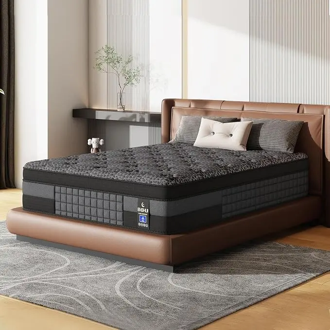 【SummerWins】Medium Firm Hybrid Memory Foam Mattress -12/14 in Twin, Full, Queen, King Sizes, Lumbar Support, Ergonomic Design, for Home Rooms, Hotels, Boxed Furniture Gift, Memory Foam Mattresses, Queen Size Mattress