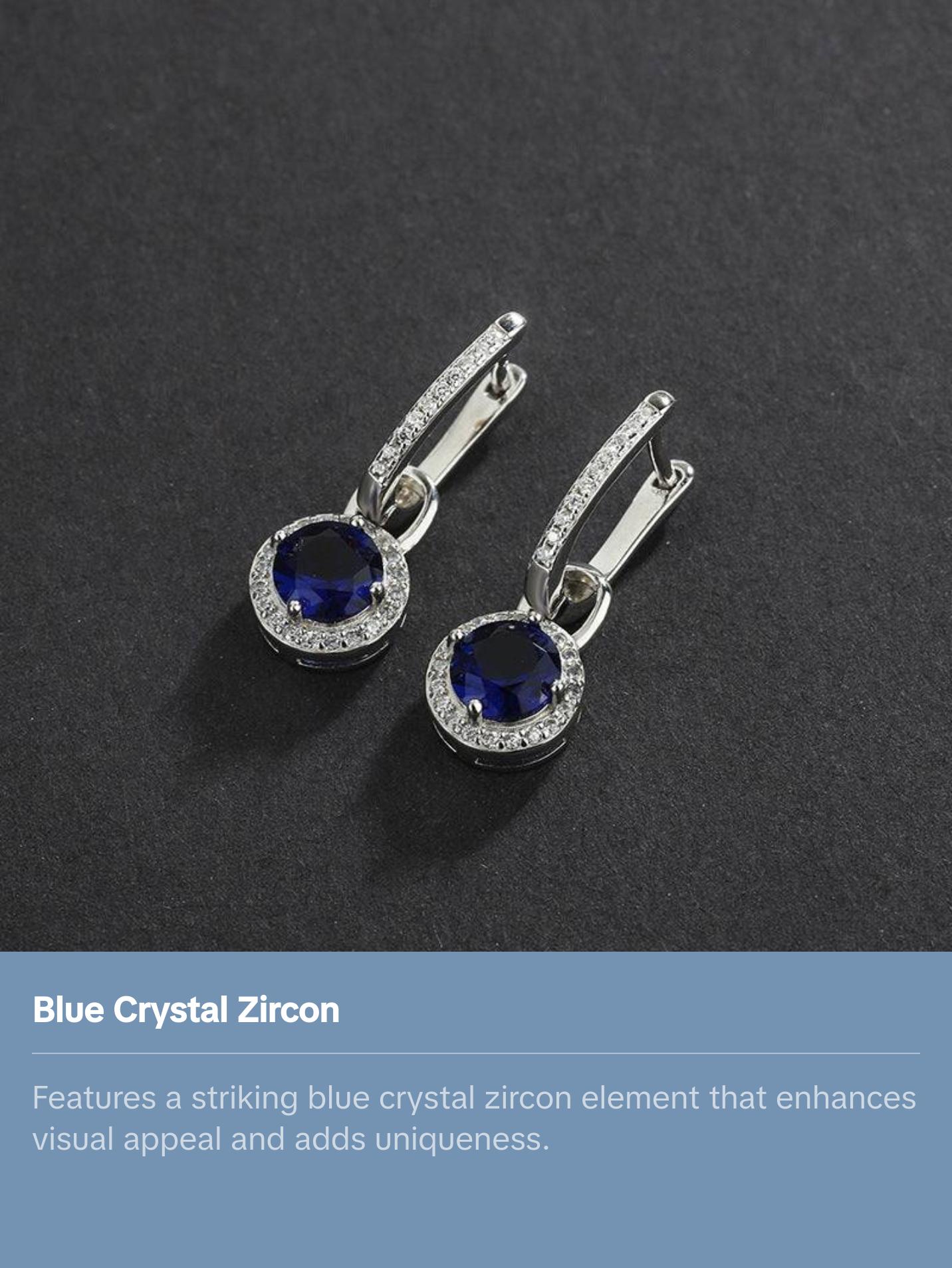 Women's Blue Crystal Zircon Hook Earrings