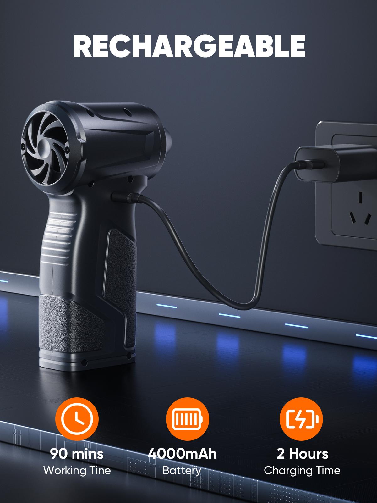 SHEKAR F10/F12 Electric Air Duster Rechargeable Brushless Motor Stepless Adjustable Gears Cordless Leaf Blower Rechargeable for Computer, Keyboard, Outdoor, House and Car #Summervibes fathersdaygift SHEKAR F10/F12 Electric Air Duster Rechargeable Brushless Motor Stepless Adjustable Gears Cordless Leaf Blower Rechargeable for Computer, Keyboard, Outdoor, House and Car #Summervibes fathersdaygift