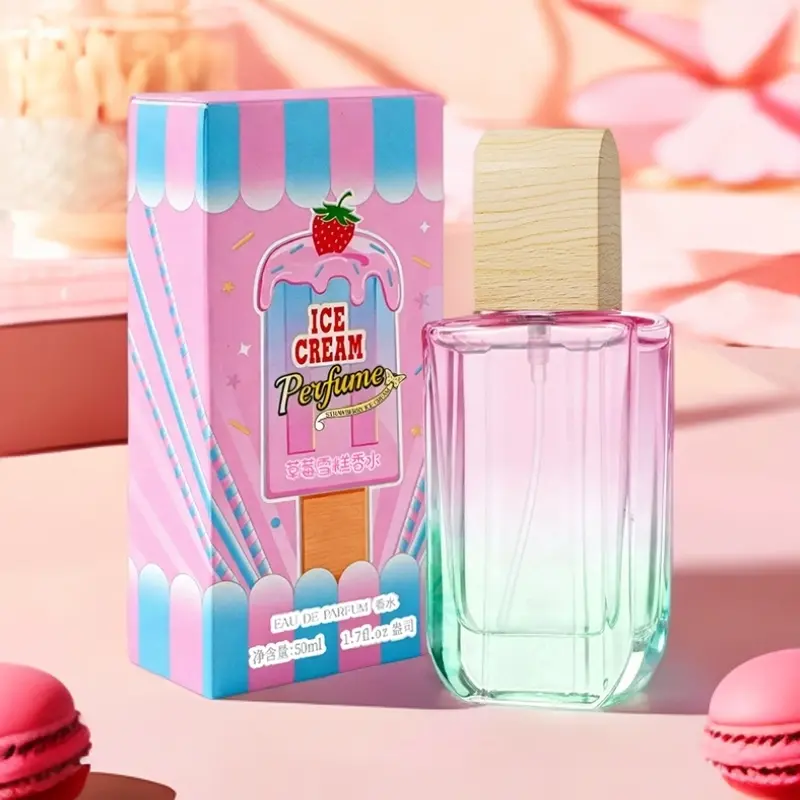 Strawberry Ice Cream Scented Perfume for Women 50ML Top Notes Strawberry Blackberry Middle Notes Jasmine Base Notes Vanilla Amber Sandalwood Sweet Scent Floral Woody, Floral Fruity Scents, Fruity Fragrance Perfume