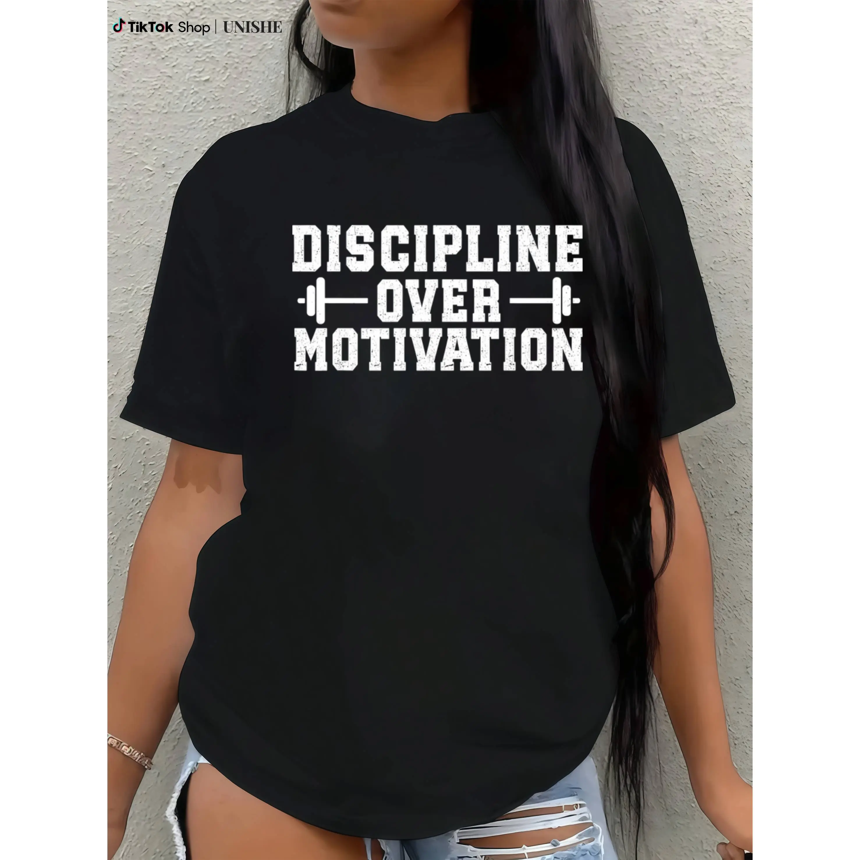 Cotton Motivational Fitness Tee – Discipline Over Motivation Gym Shirt