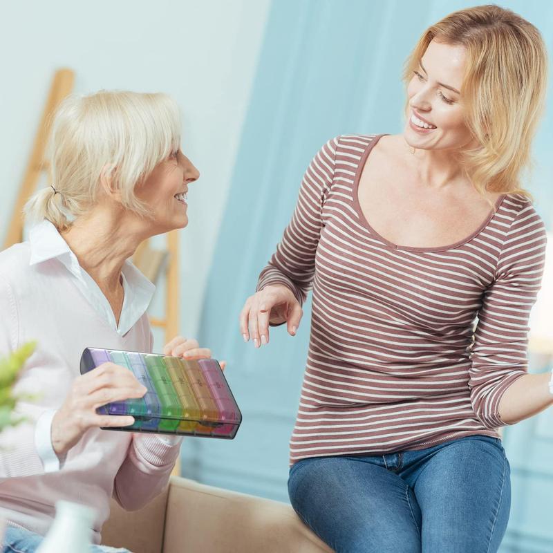 Pill Organizer 7 Day 4 Times a Day, Large Daily Travel Pill Box Case for Pills, Vitamins, Fish Oils, Supplements (Black)