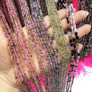 Natural Colorful Tourmaline  Beads High Quality Faceted Rondelle Gemstone Loose Beads 15.5 Inches Long for DIY Jewelry Making Handmade Crafts Bracelet Necklace Earrings Semi Precious Stone Spacer Beads