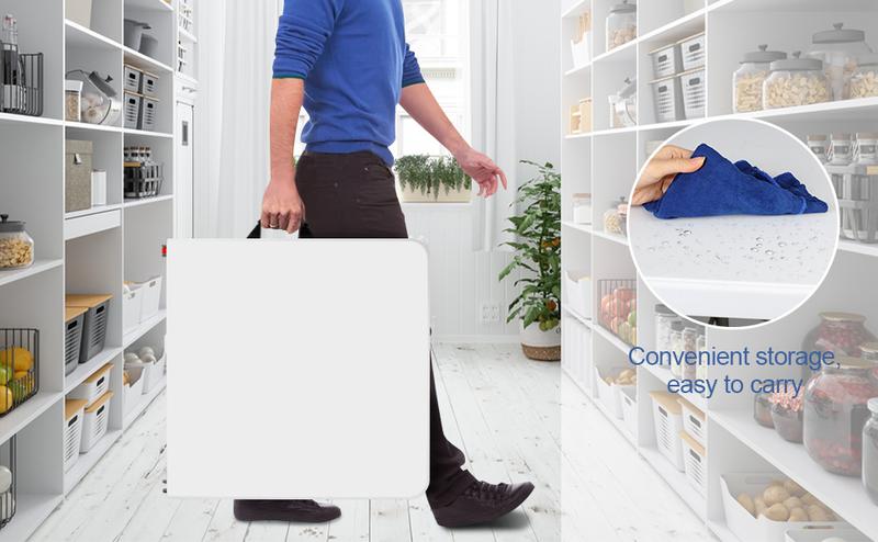 WGCTEK 4FT FOLDING TABLE, PLASTIC FOLD IN HALF TABLE OUTDOOR INDOOR, WITH HANDLE AND LOCK - WHITE