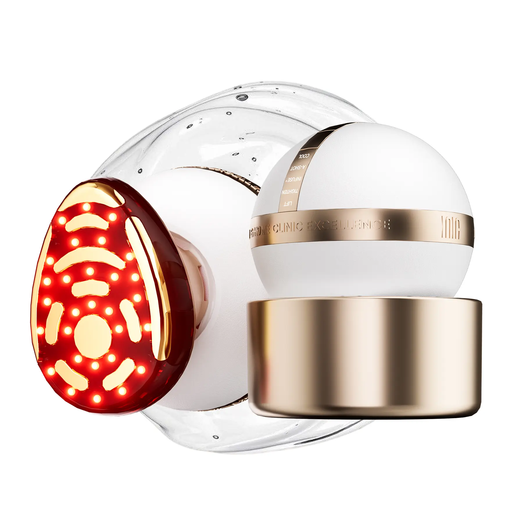 INIA SPHERA At-Home RF & LED Anti-Aging Facial Device - Rechargeable Battery-Powered, with EMS Microcurrent, Red Light Therapy, Electroporation, Cryo Cooling for Adult Selfcare, All Batteries Included Summer Travel Accessory
