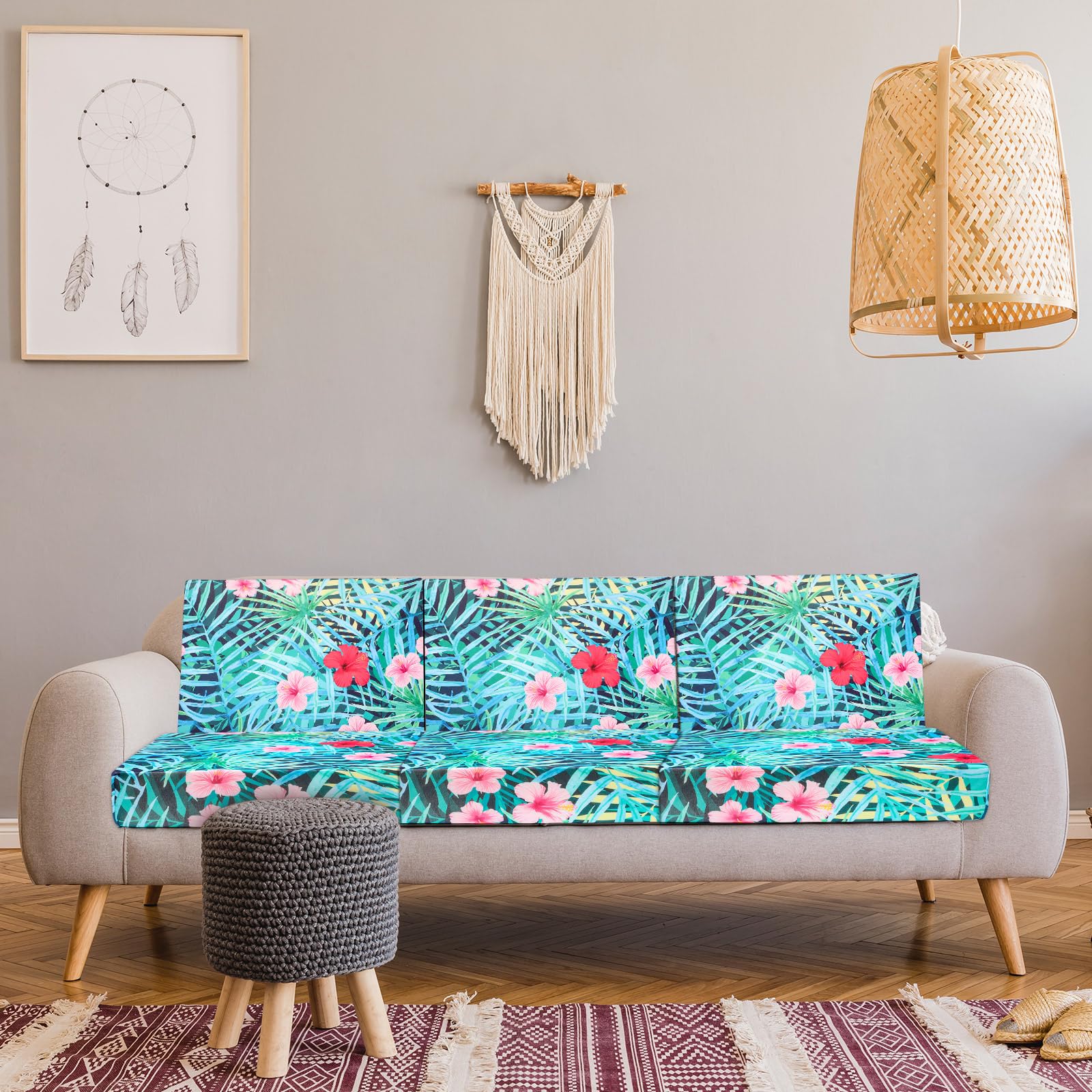 Easter Waterproof Patio Cushion Covers for Outdoor Patio Furniture & Indoor Sofa Cushions, 12/8/4Pcs, Elastic Pet-Friendly Sofa Cover Sofa Slipcover Couch Covers Anti-Slip Sofa Protector Sofa Seat Cover Replacement Sets for Spring Summer Patio Decor