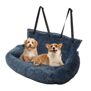 Dog Car Seat for Large Dogs & Two Pets – Washable Plush Back Seat Booster Bed with Safety Belt, Travel Car Sofa Pet Bed for Trucks & SUVs