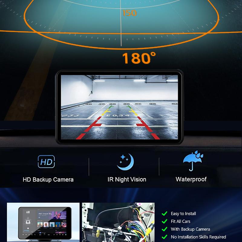 【New Year Gifts】PASLDA Apple Carplay Screen for Car, 7" HD Portable Car Stereo Touch Screen with Wireless Android Auto, Backup Camera, Car Video Player with Voice Control, Mirror Link, Bluetooth, GPS Navigation Suitable For Daily Driving And Traveling