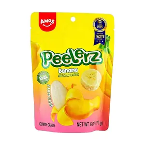 Amos Sweets Banana Gummy Candy - Real Fruit Juice, Soft & Chewy, 170g Snack Pack