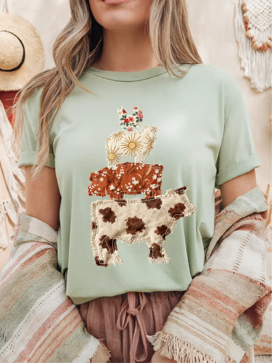 Patchwork Pasture ~  Unisex Short Sleeve CC Garment Dyed T-Shirt Printed in the USA
