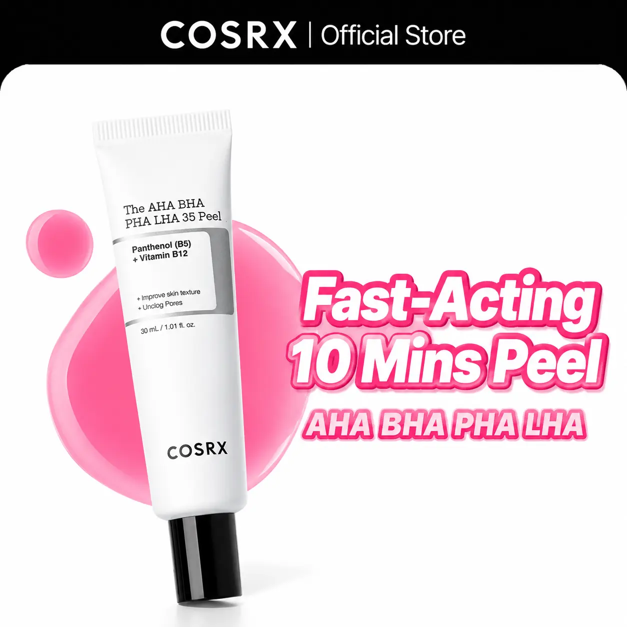 COSRX The AHA BHA PHA LHA 35 Peel, 10-Min Exfoliating Gel with Lactic Acid for Acne Prone Skin, Minimizes Pores & Smooths Texture, Single Item, Oily, Skin Repair, Beauty Products, Peeling Gel, 30Ml, Smoothens, Dull, Even Out Skin Tone & Texture