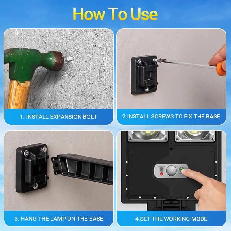 【2-Pack】800Motion Sensor, Durable ABS & Metal Construction - Solar Garden Decorations For Porch, Yard, Street Lighting