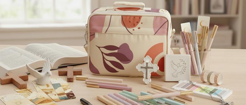 WEMATE 76 PCS Bible Study Supplies with Bible Case, 15 No Bleed Bible Highlighters and Pens, Washi Tape, Transparent Sticky Notes, Prayer Cards, Annotation Journaling Kit Gift for Women, Aesthetic Accessories Set Notebook Pastel Markers Pencil Bag