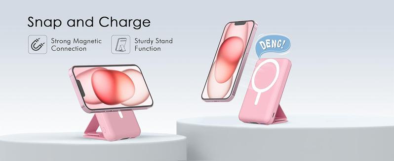 Podoru Wireless Charger for MagSafe Smartphone Fast Charging Power Bank, 10000mAh Magnetic Battery Pack &USB-C Cable, for iPhone 17/16/15/14/13/12 Series