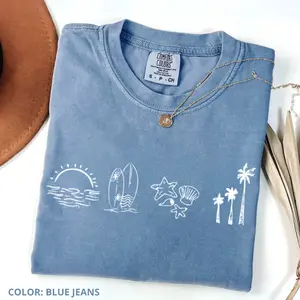 Surfer Ocean Comfort Colors 90s Vintage Style Tshirt, Retro Sea Shell Beach Shirt, Summer Surfer Top, Ocean Lover Gift, Surfer Unisex Tee