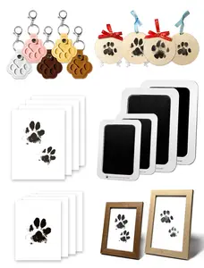 Pet Memorial Set-Inkless Paw Print Kit for Pets, Dog Nose Print Kit & Pet Hair Storage Keychain, Dog and Cat Paw Print Memorial Kit with Paw-Shaped Keychains-5 Pack, Frames, Ink Pads, Ornament Discs, Cardstock