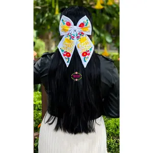 White Moño - Unique Embroidered Class of 2026 Bows IN STOCK