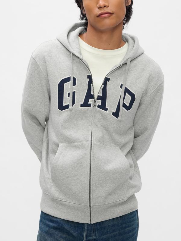 Gap Men's VintageSoft Arch Logo Full-Zip Hoodie  - Gender Neutral