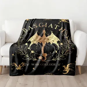 Fourth Wing Basgiath War College Blanket Gold Dragon Crest Constellation Fantasy Book Inspired Throw Gift for Readers Fans Teens Adults # TOP PICKS