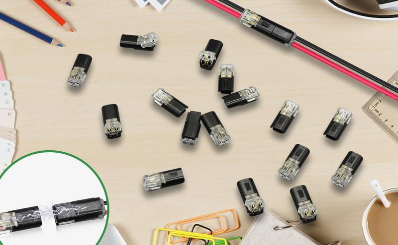 Double-Wire Plug-in Connector Led Light Strip Connectors 2 Pin, Low Voltage Wire Connector with Locking Buckle, Fast Connect Plugs Led Connectors for Strip Lights，Lead strip automotive wiring electricity Power Distribution Secure -YY