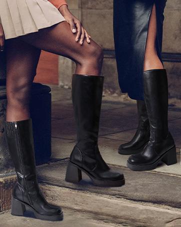 Black Knee High Boots for Women Platform Tall Boots Square Toe Chunky Block Heeled Gogo Boots Comfortable & Stylish Flatform Walking Shoes