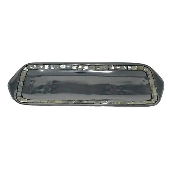 Metrotex Designs 14017 Rectangular Mother Of Pearl Home Tray - Aluminum Construction, Attractive, Durable, 16.75x6x0.5h in. (Kitchenware Tableware)