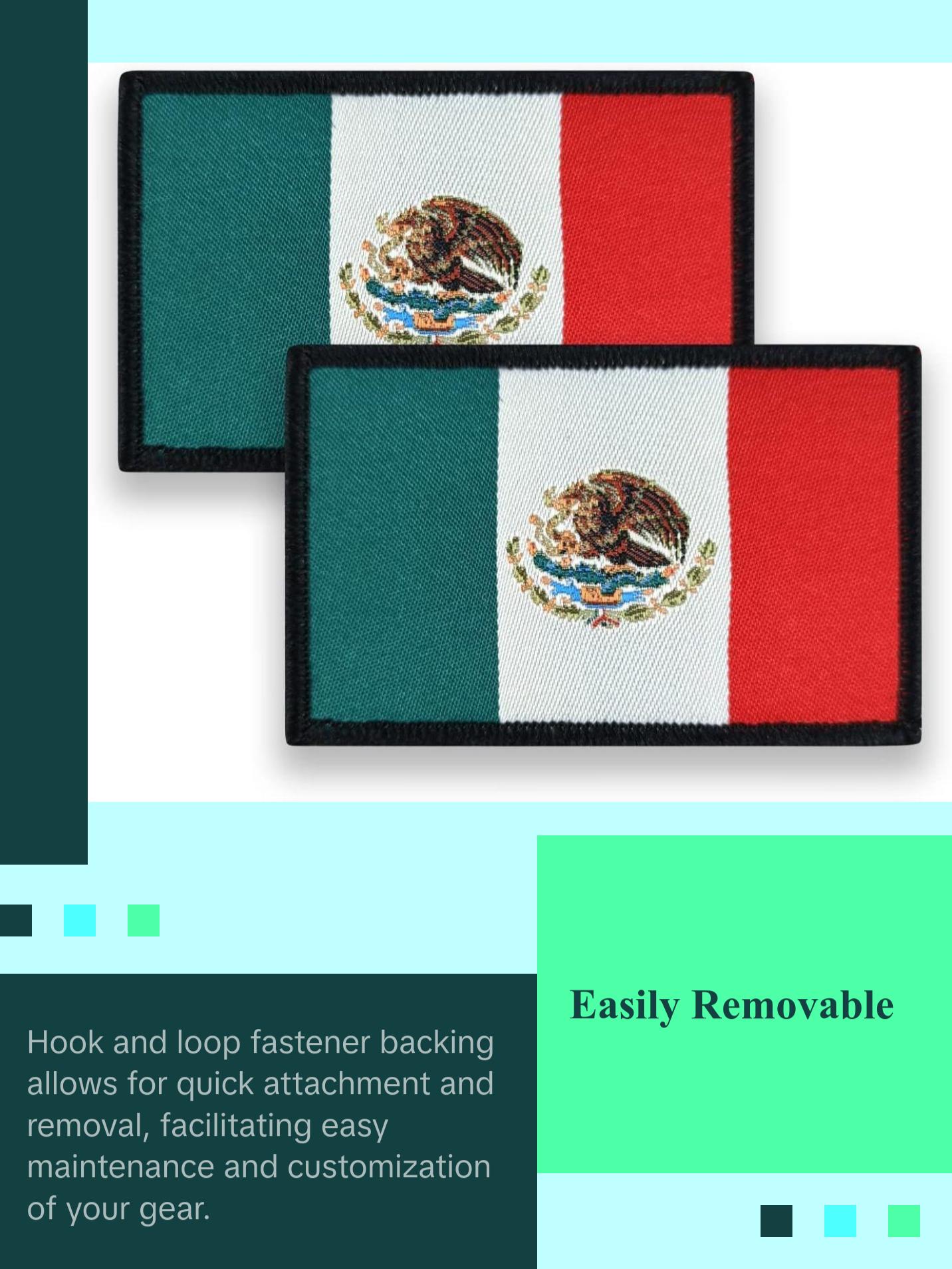 Mexico Flag Patch Mexican Tactical Patch- Hook and Loop Fastener, 2 Pack Mexico Flag Patch Mexican Tactical Patch- Hook and Loop Fastener, 2 Pack