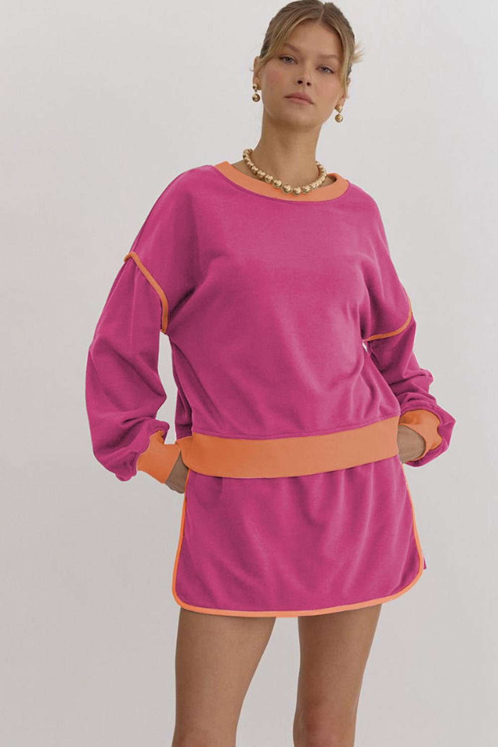 Znacicc Women's Casual  2 Piece Set Short Sleeve Colorblock Edge Drop Shoulder T-Shirt and High Waist Skort Outfits Suit - Stylish Top for Casual Wear