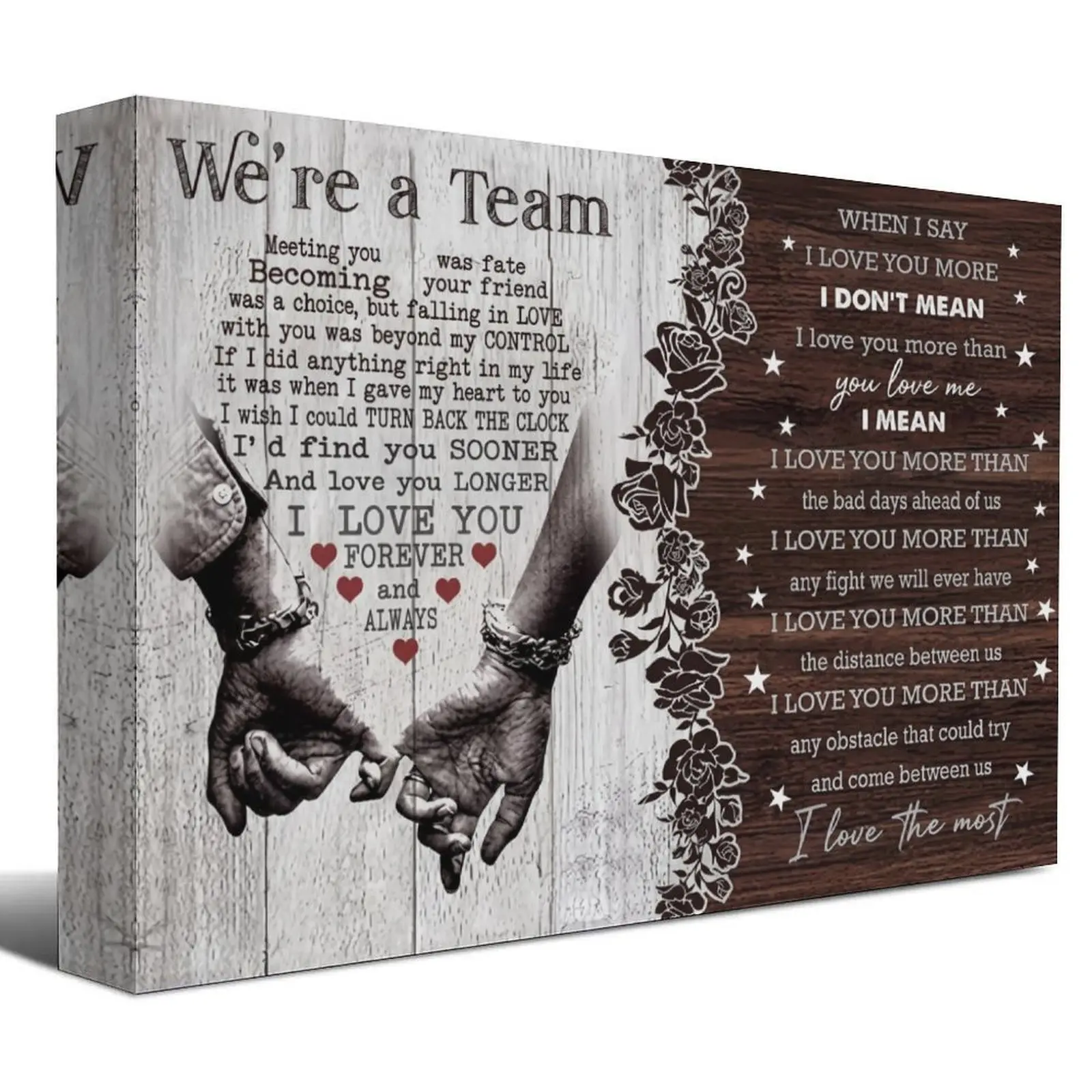 "We're A Team" Couple Painting Canvas Art - Creative Design Print, Artistic Wall Decor, Picture Image Prints for Husband-Wife Anniversary Birthday Gift, Home Bedroom Living Room Decor, Anniversary Gifts For Him
