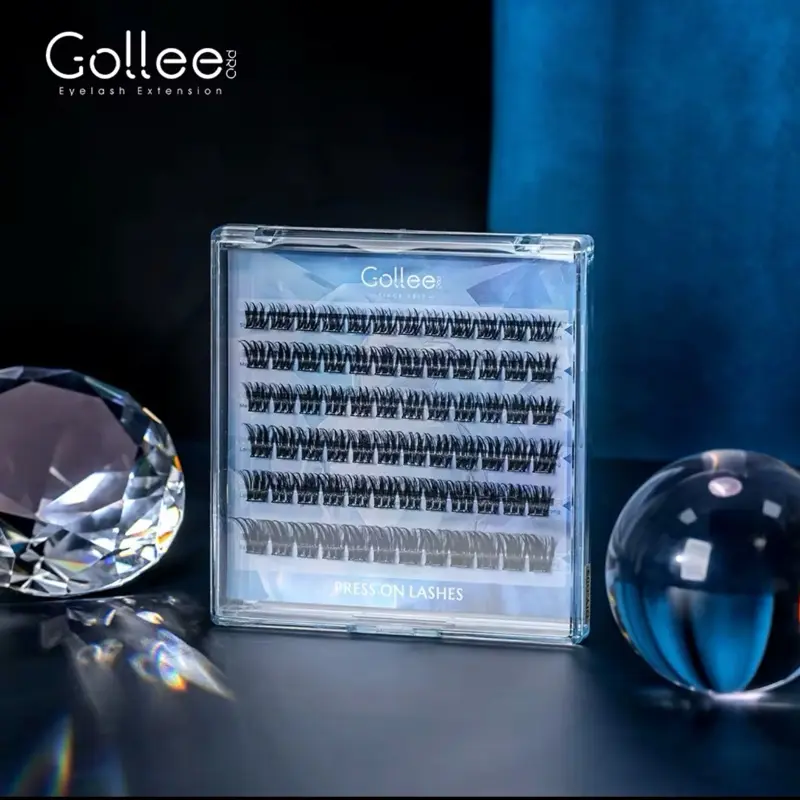 Gollee Glue-Free Cluster Press-On Lashes Black Natural Wispy Short Length