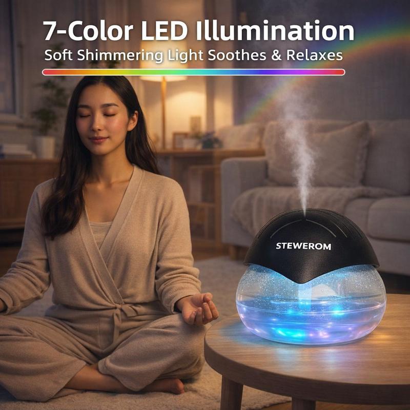 Stewerom Water-Based Air Purifier & Air Washer, Essential Oil-Free Air Freshener with 7-Color LED Mood Light for Home, Office & Room, Air Revitalizer Diffuser Stewerom Water-Based Air Purifier & Air Washer, Essential Oil-Free Air Freshener with 7-Color LED Mood Light for Home, Office & Room, Air Revitalizer Diffuser