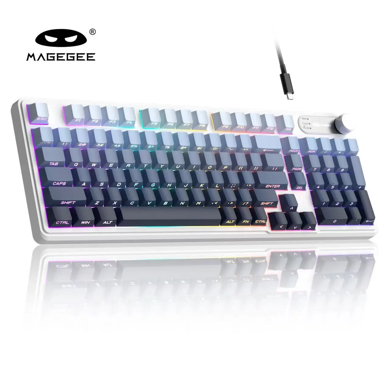 MaGegee GK960 Computer Keyboard - 98-Keys 95% Layout, Type-C Connected, Side Engraved ABS Keycaps, RGB Lights, Ergonomic Support, Minimalist Design, PC Accessories for PC/Laptop/Mac,back to school,back to school haul