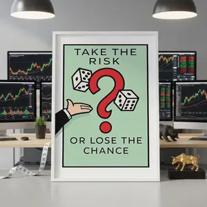 [UNFRAMED POSTER] Take the Risk or Lose the Chance Poster | Motivational Dice Question Mark Art