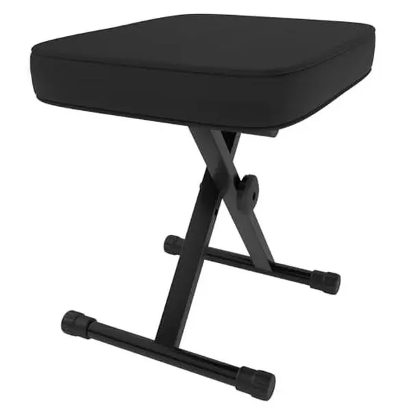 Adjustable Padded Keyboard Bench, X-Style Collapsible Piano Guitar Stool with 2.56 Inch Thickness High-Density Sponge and 3-Position Height, Waterproof Non-Skid Design