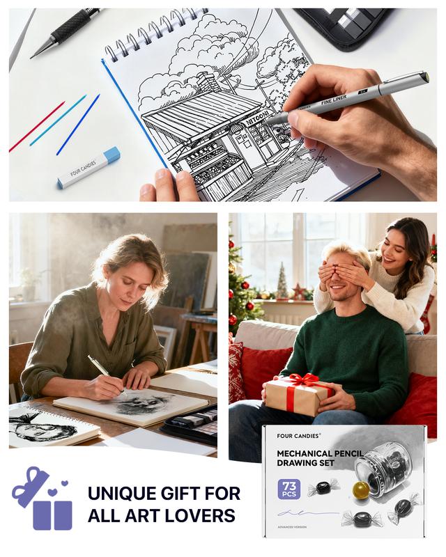 52/73PCS Advanced Art Supplies Drawing Kit with Fineliner Pens, Mechanical Pencils, 3-Color Sketchbook, Charcoal Sticks,Pastels for Sketching Drawing Comics Gifts for Professionals Artists,educational, Adults and Artists, Artist Drafting