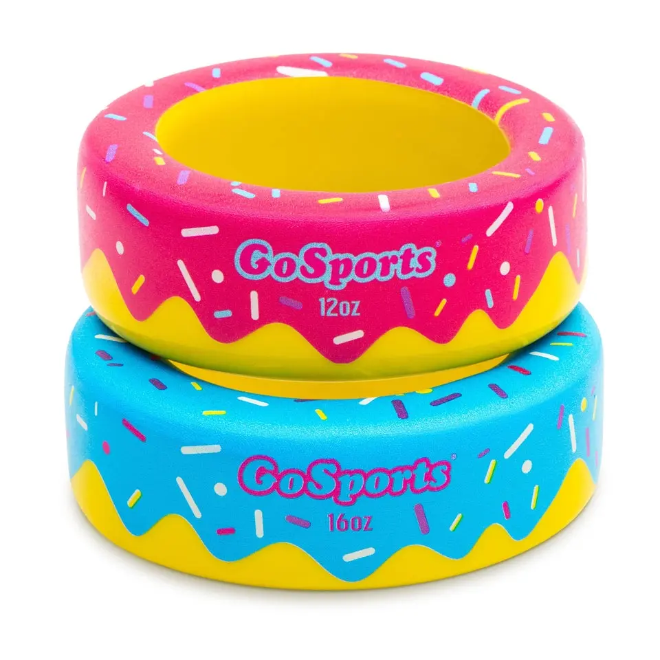 GoSports Baseball and Softball Bat Donuts - 2 Pack Baseball Drip Bat Weights - 16 oz & 12 oz