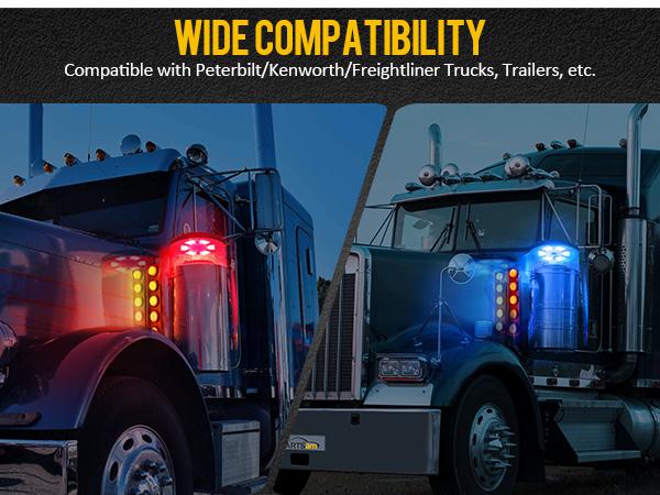 PARTSam RGB Air Cleaner LED Lights for Peterbilt Kenworth Freightliner Trucks Vehicle Dashcam 20 Dynamic Effects Music Sync IP67 Waterproof