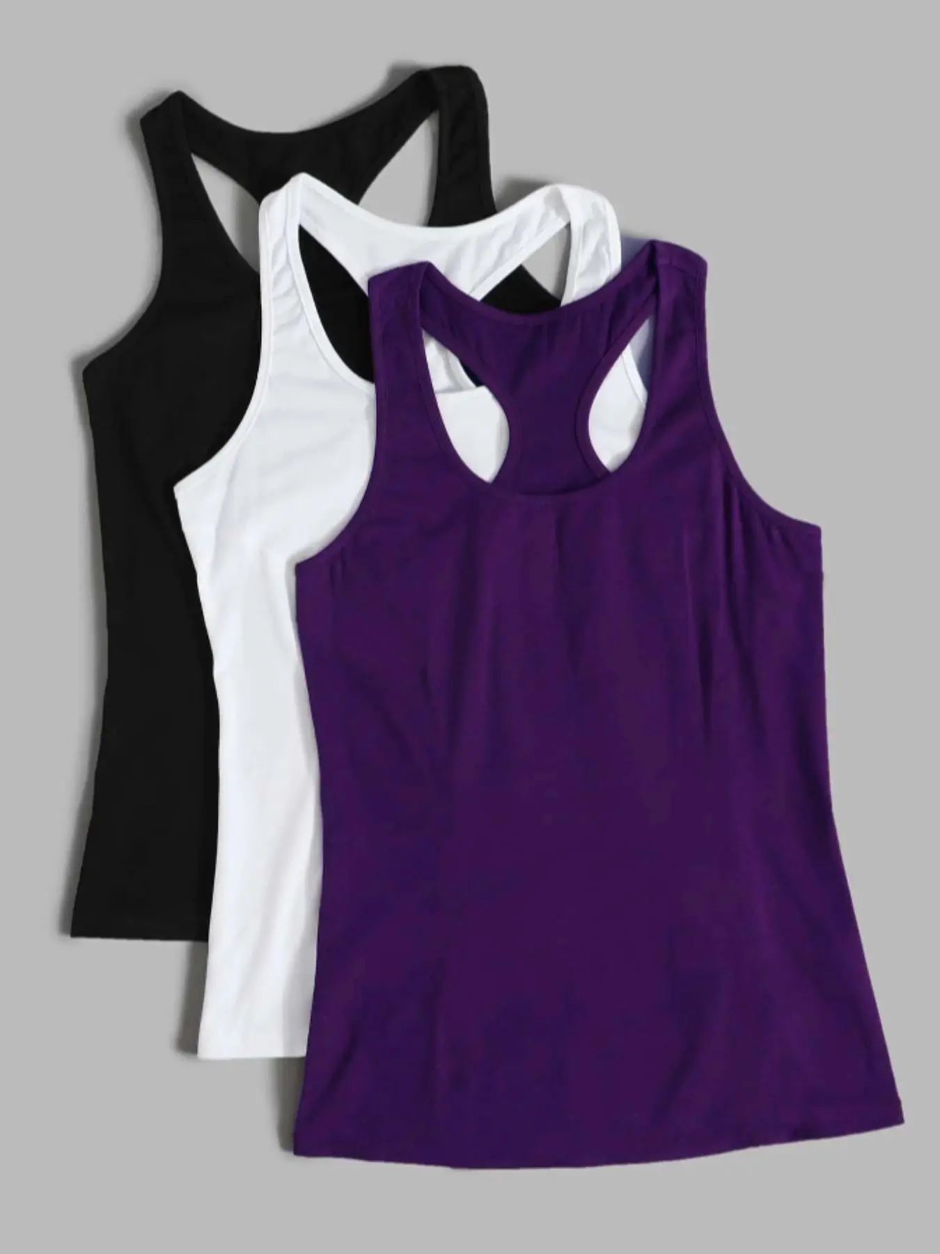 Women's Solid Sports Tank Top, Breathable Comfortable Racerback Vest, Ladies Sportswear for Indoor Outdoor Training, Sporty Fitted Activewear, Workout Tank