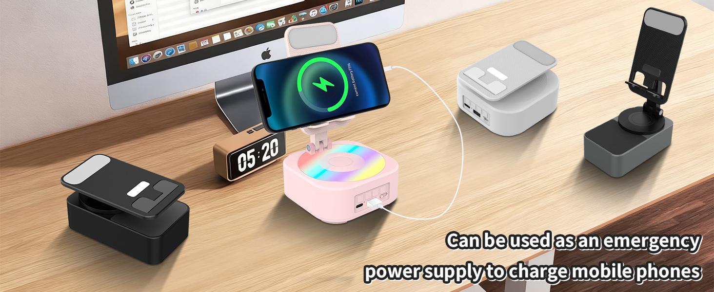 Cell Phone Stand with Wireless Bluetooth Speaker, LED, Anti-Slip Base HD Surround Sound,Perfect for Home/Outdoor with Bluetooth Speaker for Desk Compatible with iPhone/ipad/Android,Gifts for Men Women