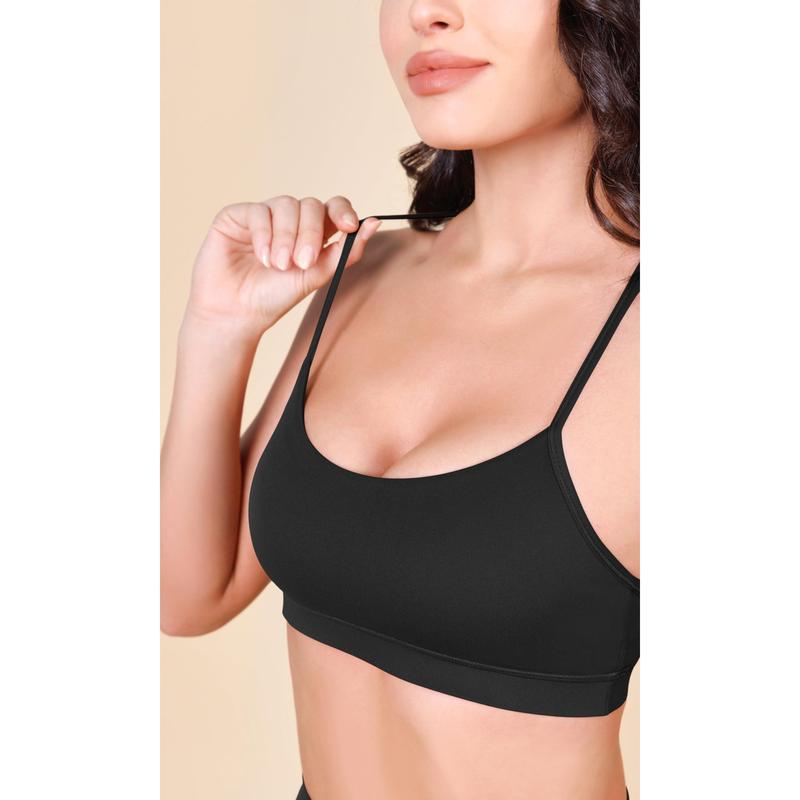 ODODOS Cloud Feeling Y Racerback Sports Bra for Women Wirefree Padded Strappy Yoga Bra