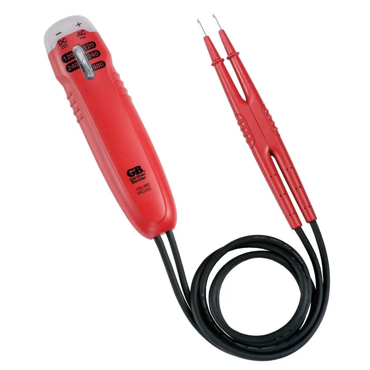 Gardner Bender GVT-392 Solenoid Voltage Tester, 120-480V AC/DC with Vibrating and 360-Degree Visual Indicators for Testing Light Fixtures and Panels, 2.5 x 10 x 4.25 inches, Analog Voltage Tester, Outlet Tests, Vibrating Alert, 2' Flexible Test Leads
