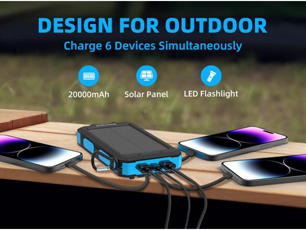 Solar Charger Power Bank 38800mAh-20000mAh, Portable Charger, 4 Cables 3 Ports Fast Charging External Battery Pack with USB C for Cell Phones, Solar Panel Charger with Dual Flashlight for Camping power bank power bank charger battery power bank