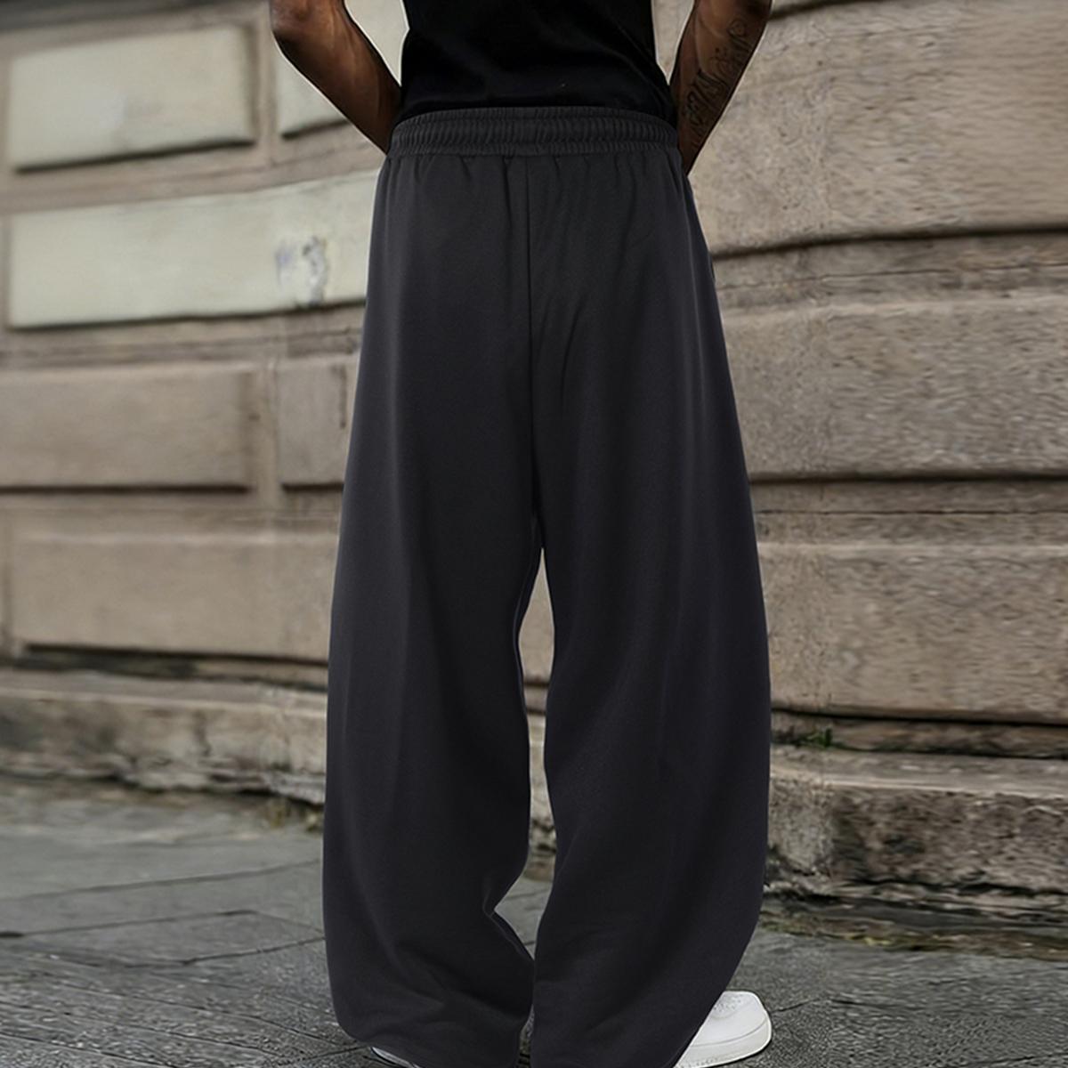 Four seasons sports style loose casual knitted trousers, drawstring waist design, a variety of colors, men's sports pants solid color daily bottoms, suitable for gifts for outdoor activities