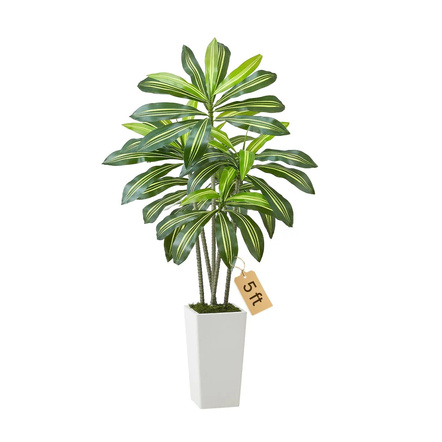 【SummerFinds】VEVOR Artificial Dracaena Tree 5 ft,  Fake Palm Tropical Plants with White Tall Planter, Faux Floor Silk Plant in Pot, Large Trees for Home Office Living Room Decor House Warming, Indoor Outdoor