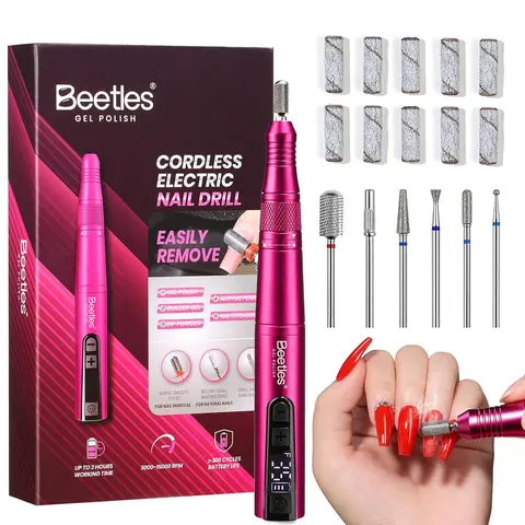 Beetles Electric Nail Drill, 35 Adjustable Speeds Portable Nail File for Acrylic Gel Nails Professional Efile Nails Drill Kit with Bits Dust Brush Manicure Pedicure Tools for Home Salon Use Cordless Nail Drill